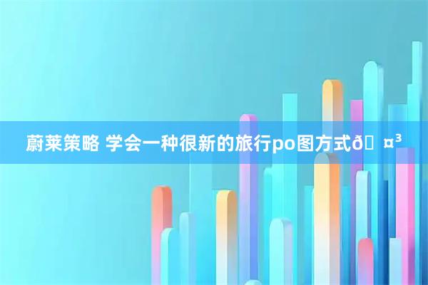 蔚莱策略 学会一种很新的旅行po图方式🤳