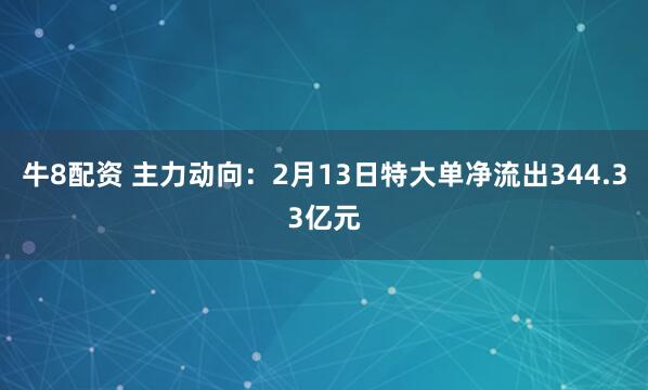 牛8配资 主力动向：2月13日特大单净流出344.33亿元